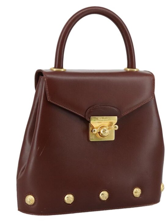 Salvatore Ferragamo Handbags - Salvatore Ferragamo Hand Bag Leather Brown Gold Auth mr885